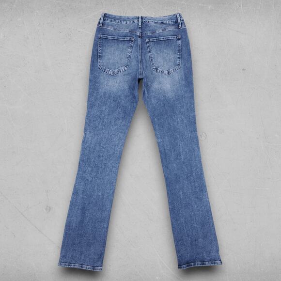 Express Jeans Women L Long (12/14/16) Blue Skyscraper Mid Rise Stretch Slit Hem - Picture 2 of 12